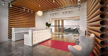 公司办公室面料采用中性色调 作为内饰的明星展示