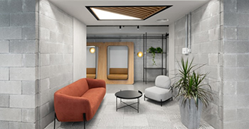 办公空间设计——照明形态是由实木制成的浮动多边形