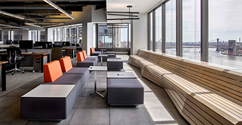 办公室装修的开放概念具有一种休闲、创意的感觉