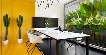 办公室设计——令人惊叹的阳光亲吻的接待区给办公室空间增添温暖