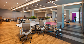 办公室设计——在不同几何形状的漆板上首选带有凹槽和边缘的饰面