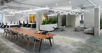 办公楼装修：流体LED灯具进一步帮助空间的独特外观