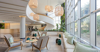 办公室装修：接受了将员工带到户外的挑战形成了一个绿色区域