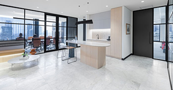 办公室空间设计：轻质木材和柔和的曲线提供了柔和的覆盖层