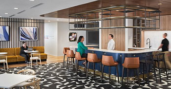 办公室设计装修：材料被编织在整个空间中 以打破潜在僵化程序的障碍