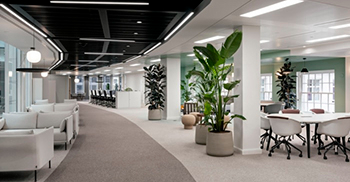 办公室室内装修：将楼板仔细划分为“六个节点” 以中性色调中突出它们