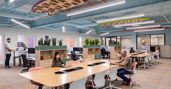 办公室设计装修：将定制的冲浪板悬挂在天花板上