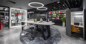 办公室设计：精心挑选的材料具有不同的质地，增强了员工和访客的感官体验