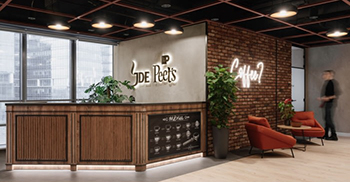 办公室室内装修：大胆地提到了咖啡馆的风格 充分体现了品牌的理念